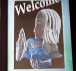 段彫りぼかし着色<br>
八切りサイズ<br>
ツーウェイタイプ彫刻、額は木製セピア<br>